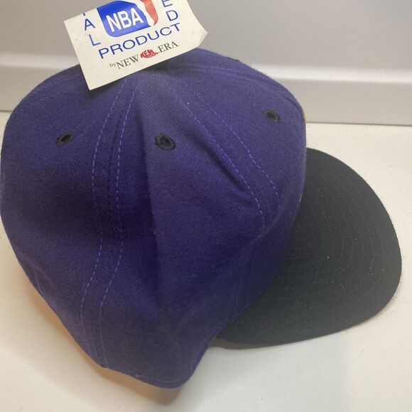VTG New Era Utah Jazz Wool Hat Cap Purple Black Snapback Pro Model Deadstock NBA - Picture 6 of 11